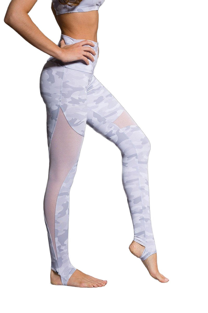 Onzie Hot Yoga Stirrup Legging 2007 - Grey Camo - side view