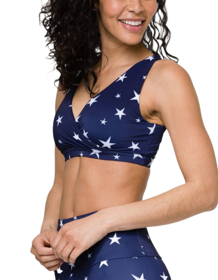 Onzie Crossover Bra 3736 - Marine Navy Stars - side alt  view 1