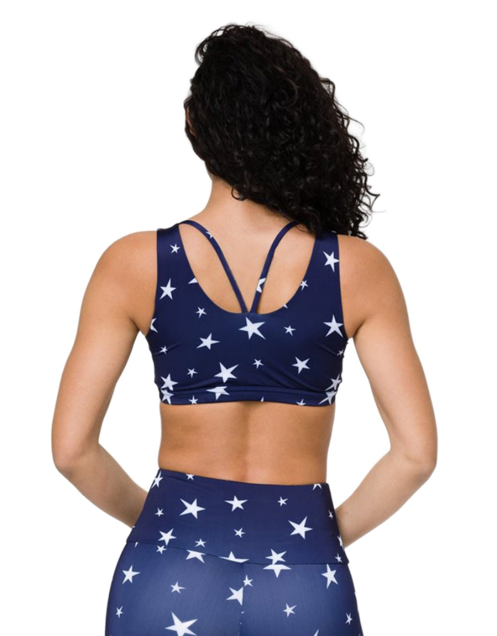 Onzie Crossover Bra 3736 - Marine Navy Stars - rear alt  view