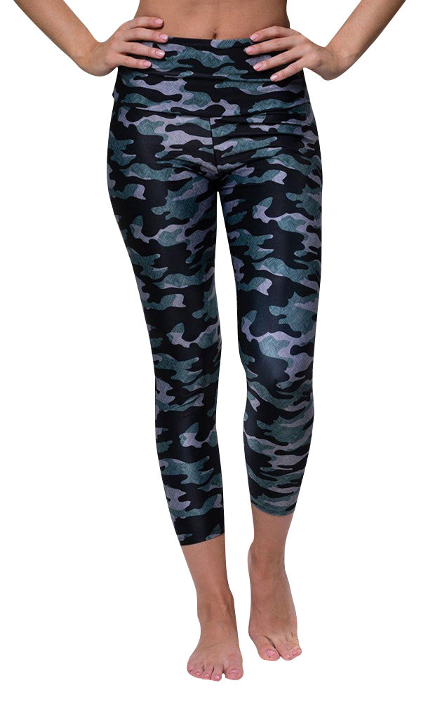 Onzie Hot Yoga Capri 202 - Distressed Camo - front view