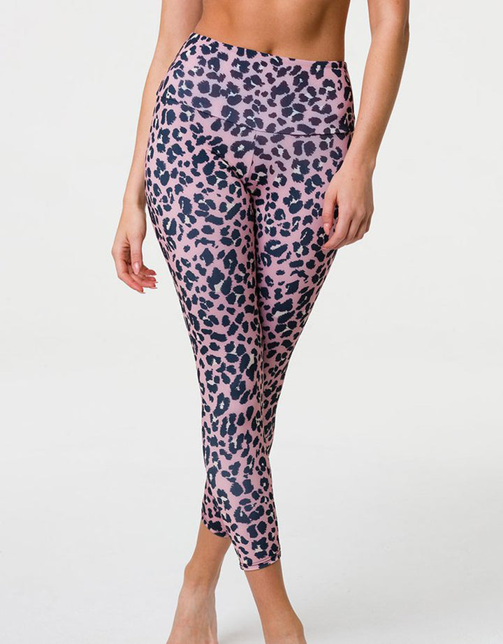 Onzie Flow Highrise Basic Midi 2029 7/8 legging - Rose Leopard - front view