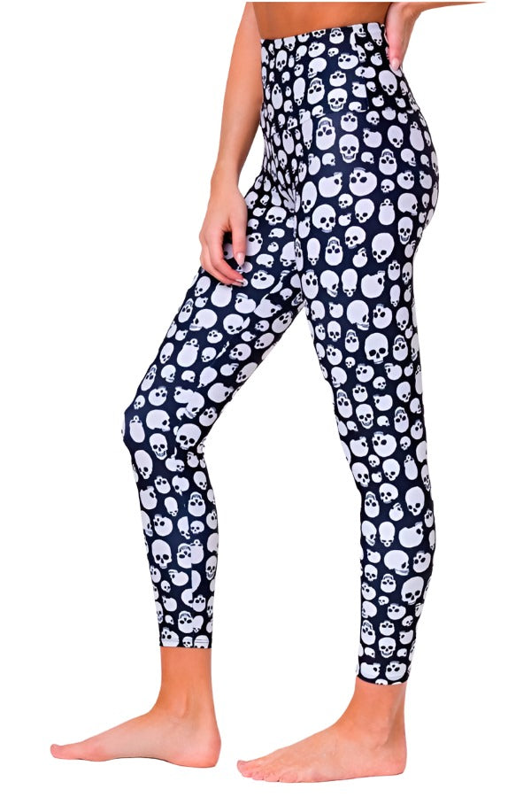Onzie Flow Highrise Basic Midi 2029 7/8 legging  - Skulls - side view 