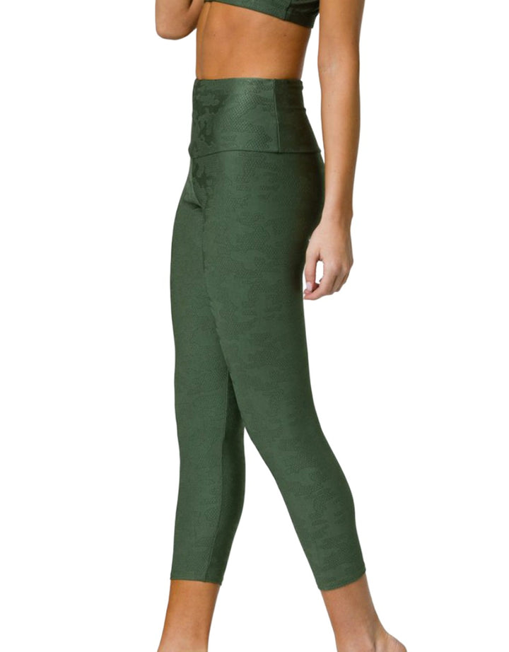 Onzie Flow Highrise Basic Midi 2029 Jacquard -  Olive Twist - side view