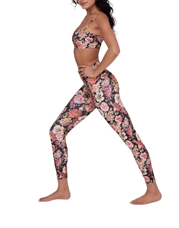 Onzie HIGH RISE 7/8 Midi Yoga Leggings – Midnight Roses