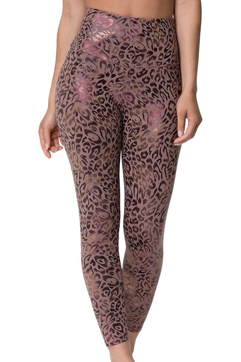 Onzie Flow Highrise Basic Midi 2029 Foil - Gold Leopard - front alt view