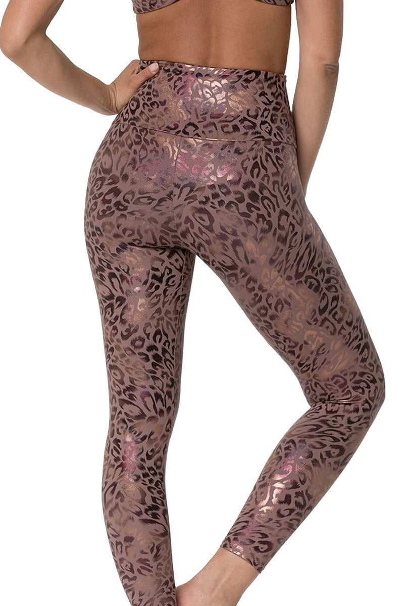 Onzie Flow Highrise Basic Midi 2029 Foil - Gold Leopard - rear view