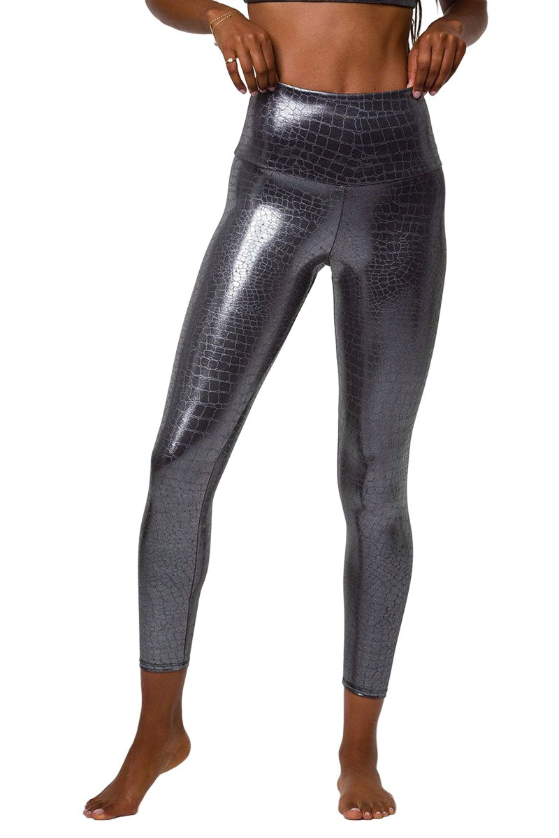 Onzie Flow Highrise Basic Midi 2029 Foil - Mercury - front view