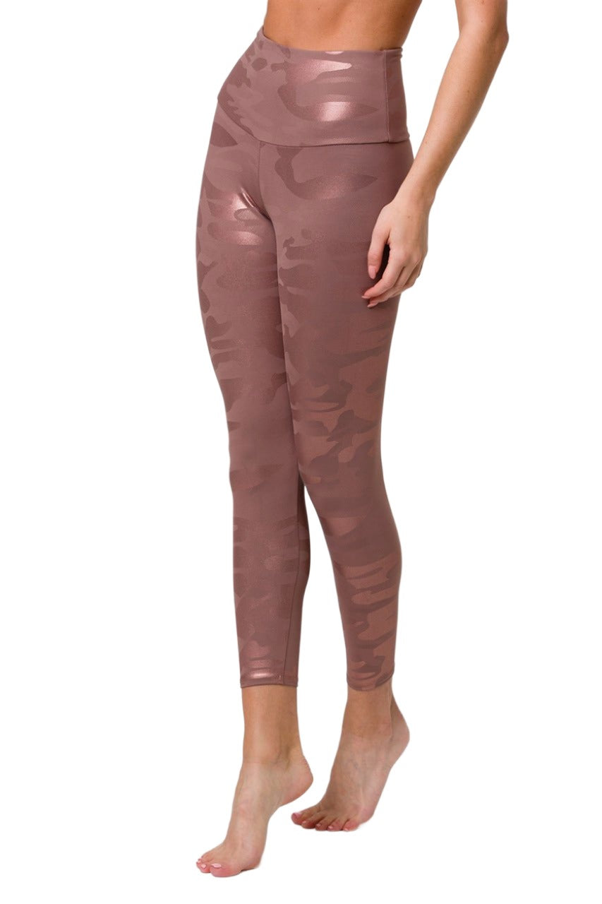 Onzie Flow Highrise Basic Midi 2029 Foil - Rose Gold Camo Foil - front view