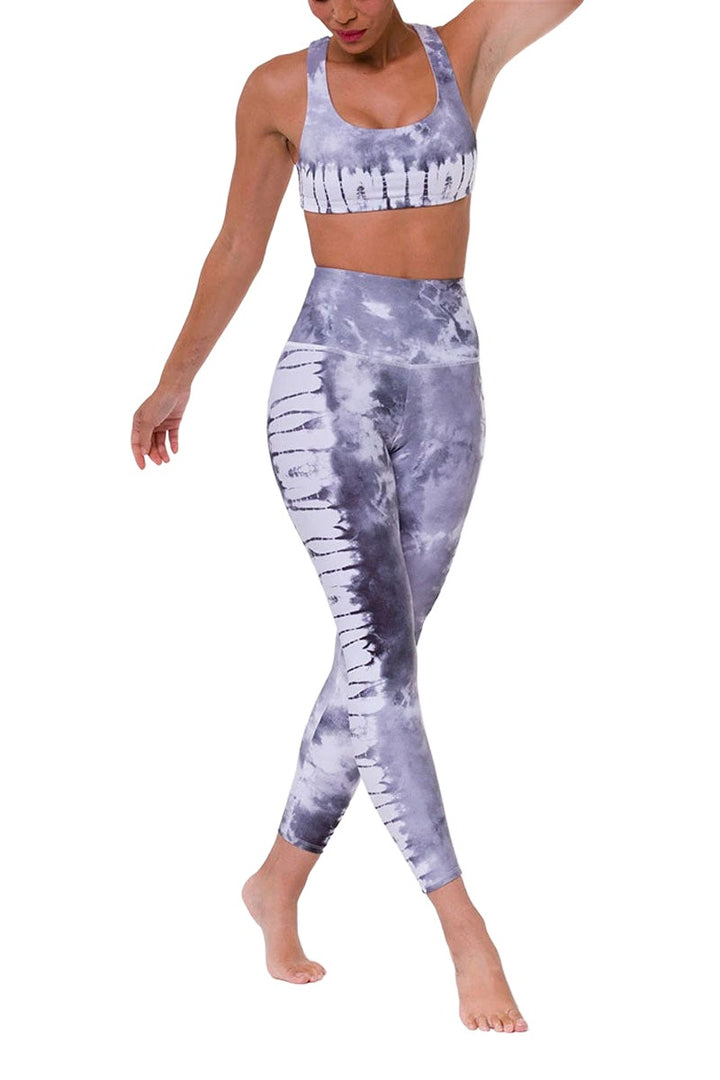 Onzie Flow Highrise Basic Midi 2029 7/8 legging - Light Grey Tie Dye - front alt view