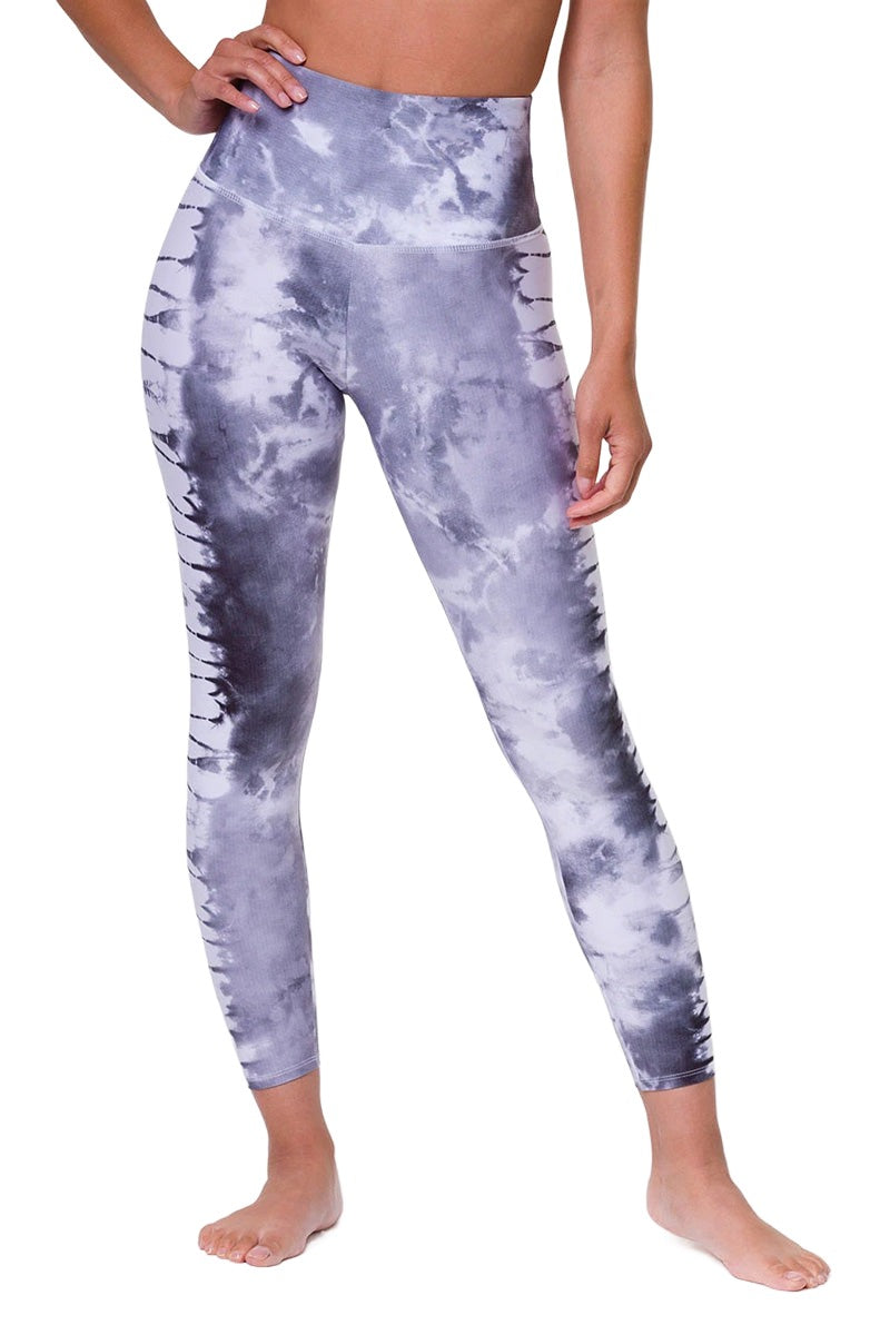 Onzie Flow Highrise Basic Midi 2029 7/8 legging - Light Grey Tie Dye - front view