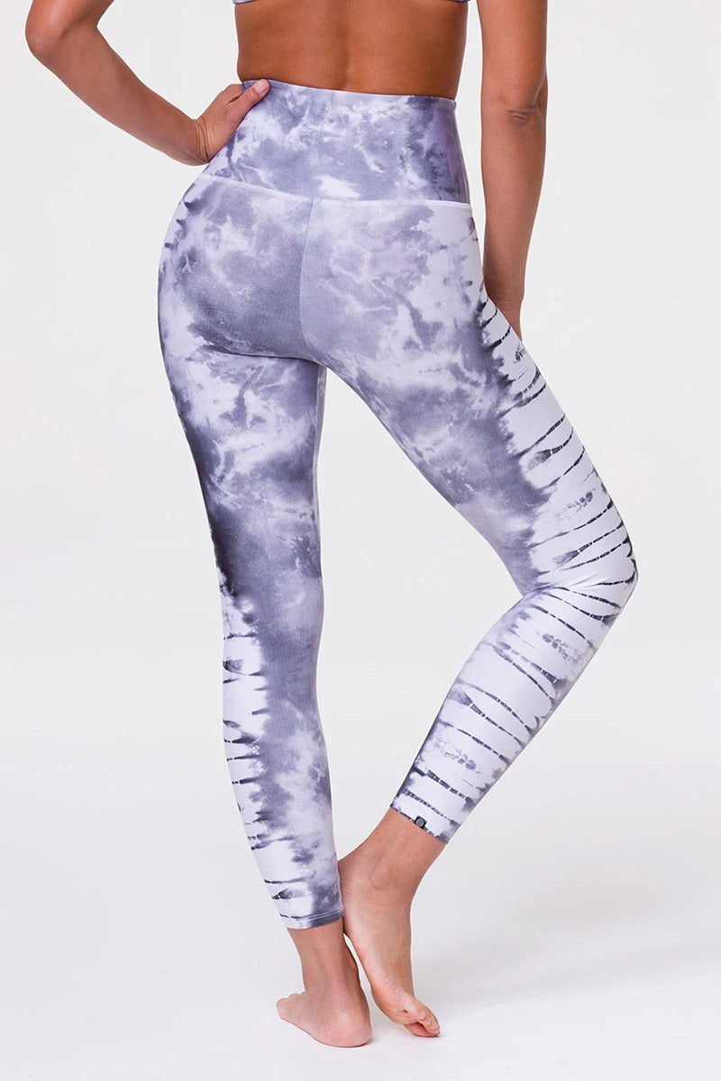 Onzie Flow Highrise Basic Midi 2029 7/8 legging - Light Grey Tie Dye - rear view