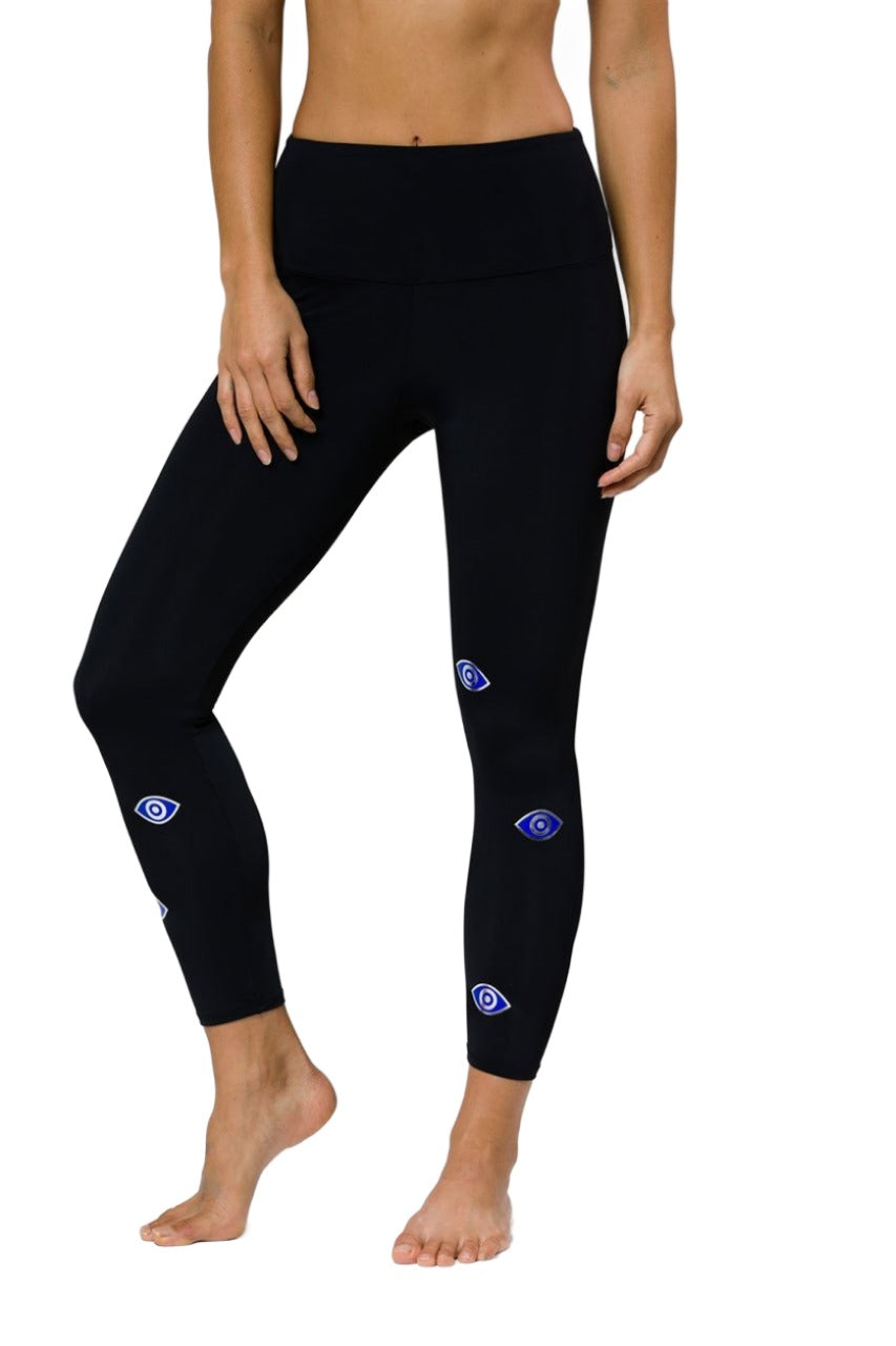 Final Sale Onzie Flow Highrise Basic Capri 2029 - Evil Eye - front alt view 