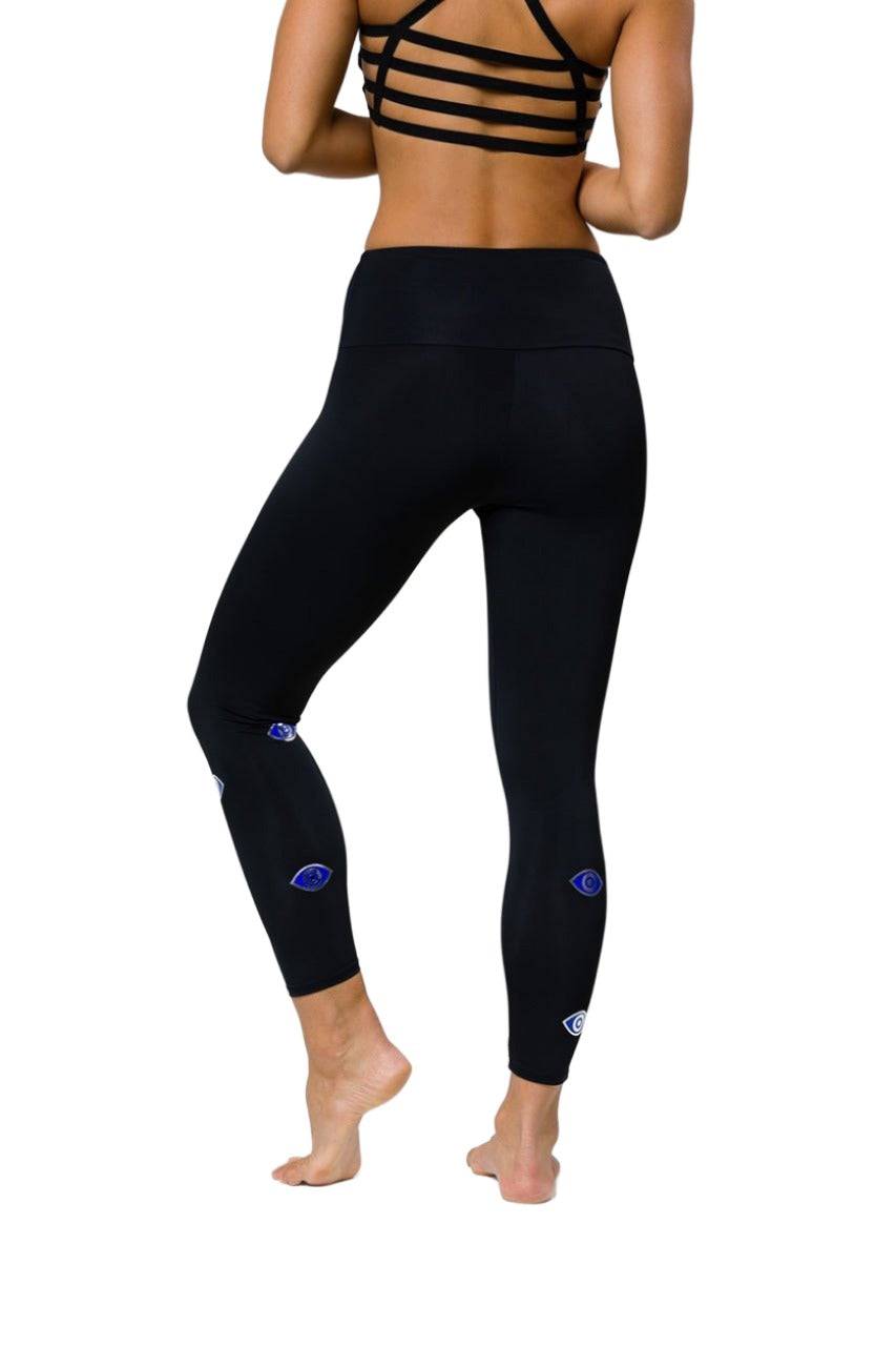 Final Sale Onzie Flow Highrise Basic Capri 2029 - Evil Eye - rear view
