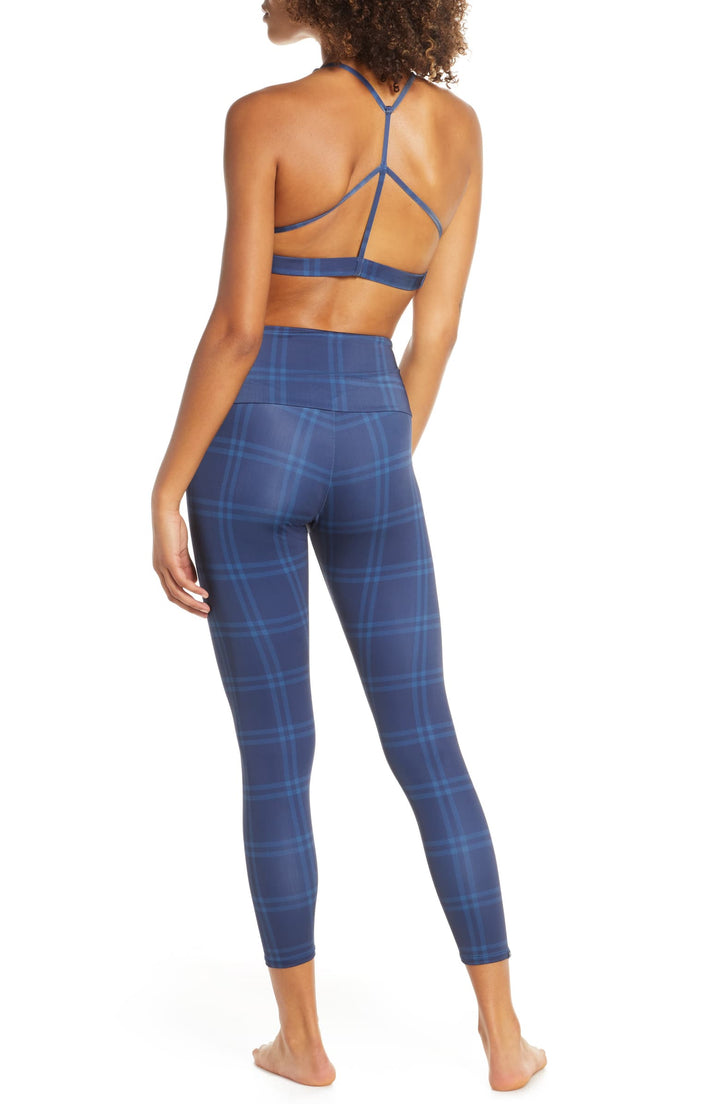 Onzie Flow Highrise Basic Midi 2029 7/8 legging  - Midnight Plaid - rear view 