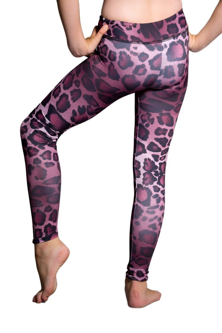 Onzie Youth Leggings 809 - Purple Cheetah - rear view