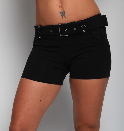 Equilibrium Activewear Solid Belted Shorts S502 - Black - front view