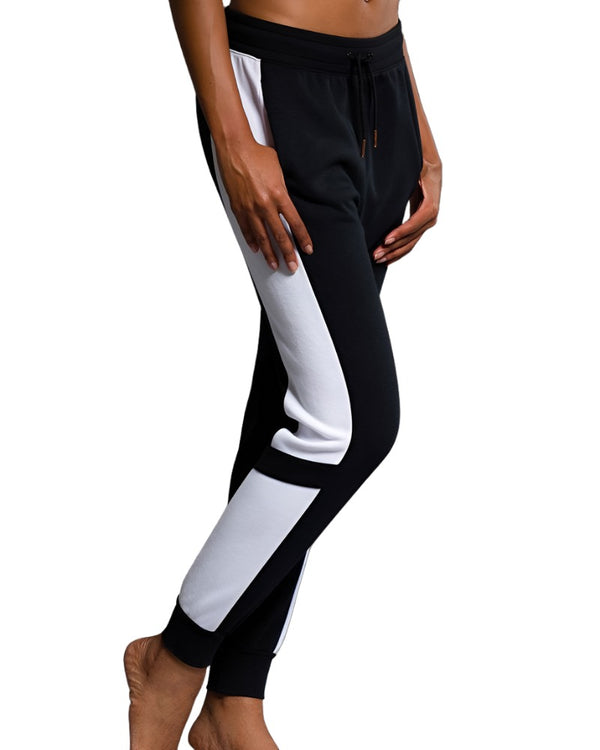 Onzie Yoga New Color Blocked Sweat Pant 2037 - Black - Side View