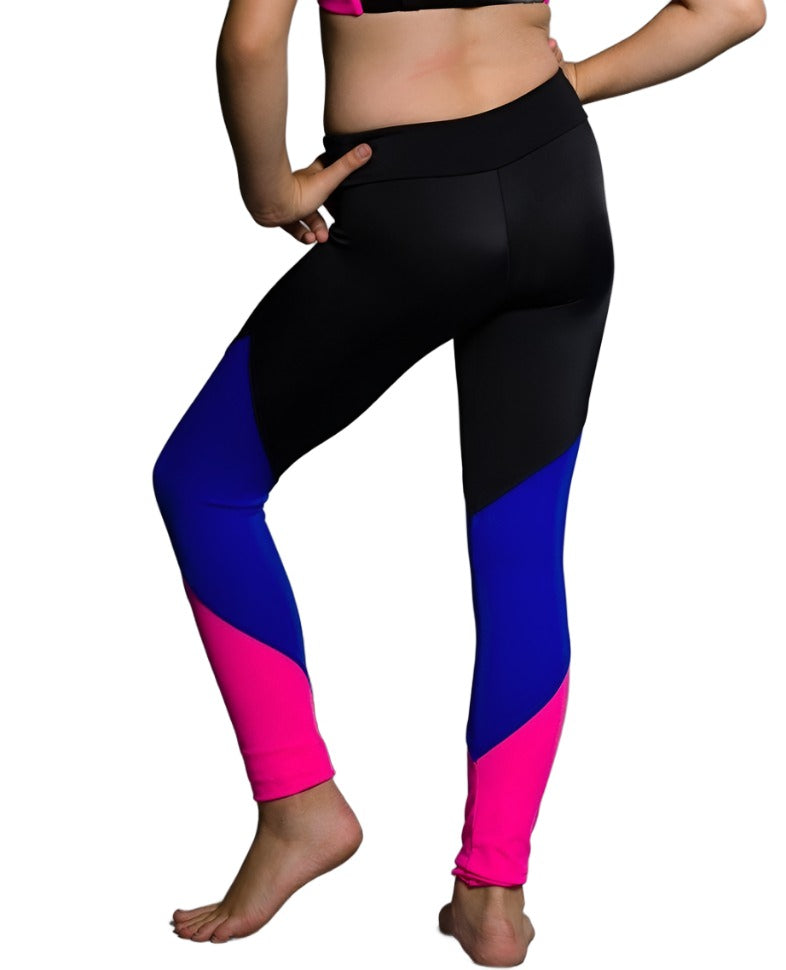 Onzie Youth Track Leggings 823 - Black/Royal - rear view