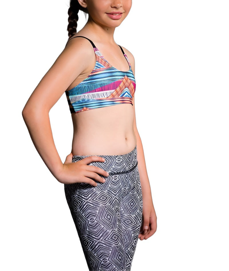 Onzie Youth Graphic Elastic Back Bra 882 - Tribal Effect - side view