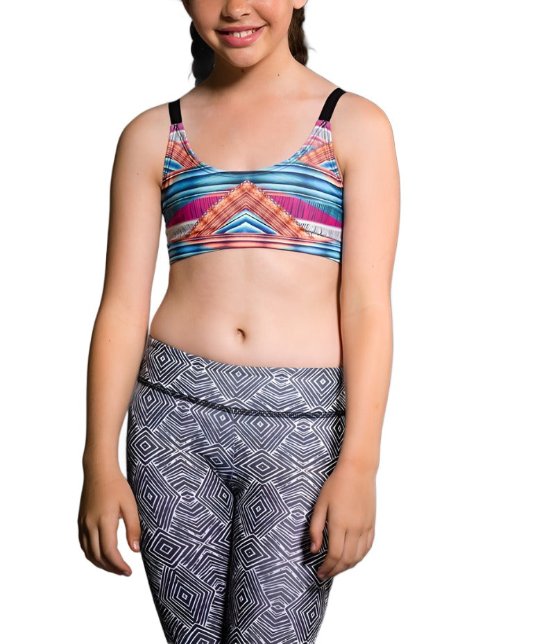 Onzie Youth Graphic Elastic Back Bra 882 - Tribal Effect - front view