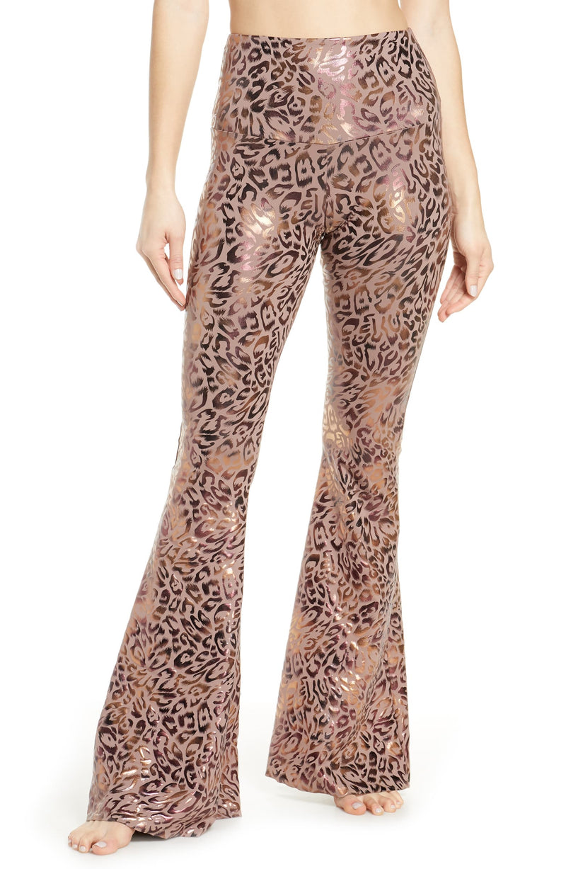 Onzie Flare Pant 2045 - Gold Leopard - front view