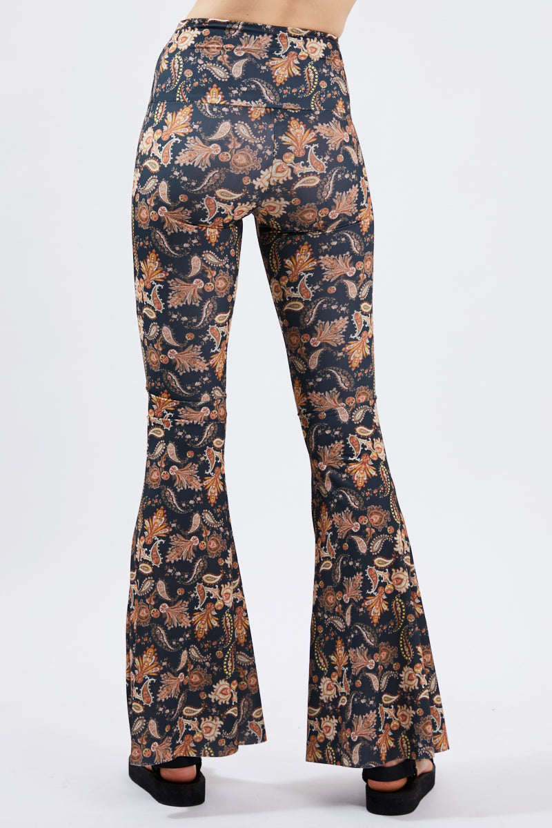 Onzie Flare Pant 2045 - Golden Paisley - rear view