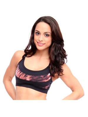 Equilibrium Activewear Round it out Bra Top T405 - Black/Pixy  - front view