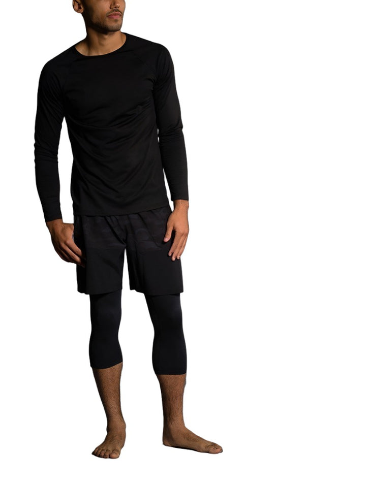 Final Sale Onzie Hot Yoga Mens Core Capri 504 - Black - front alt view