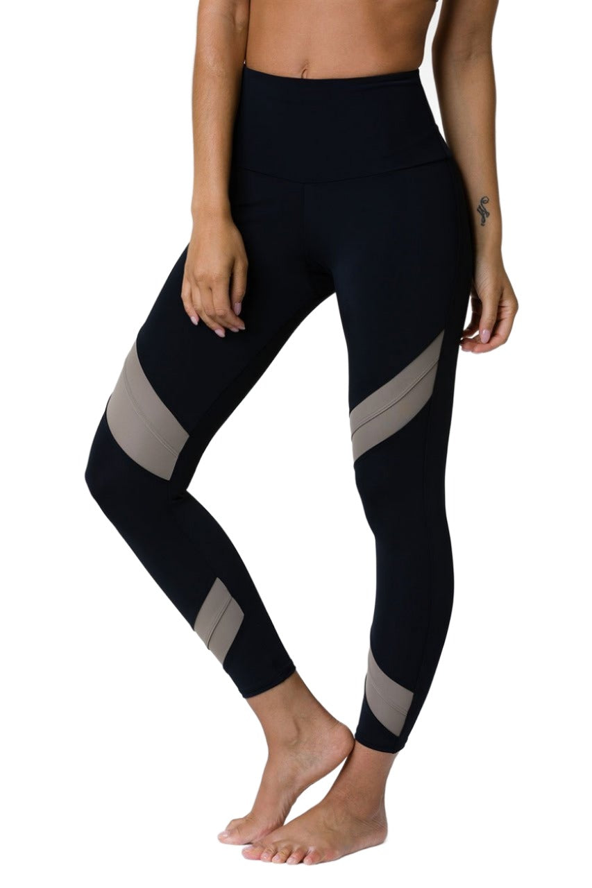 Onzie Flow Sporty Legging 2051 - Black/Dust - front view
