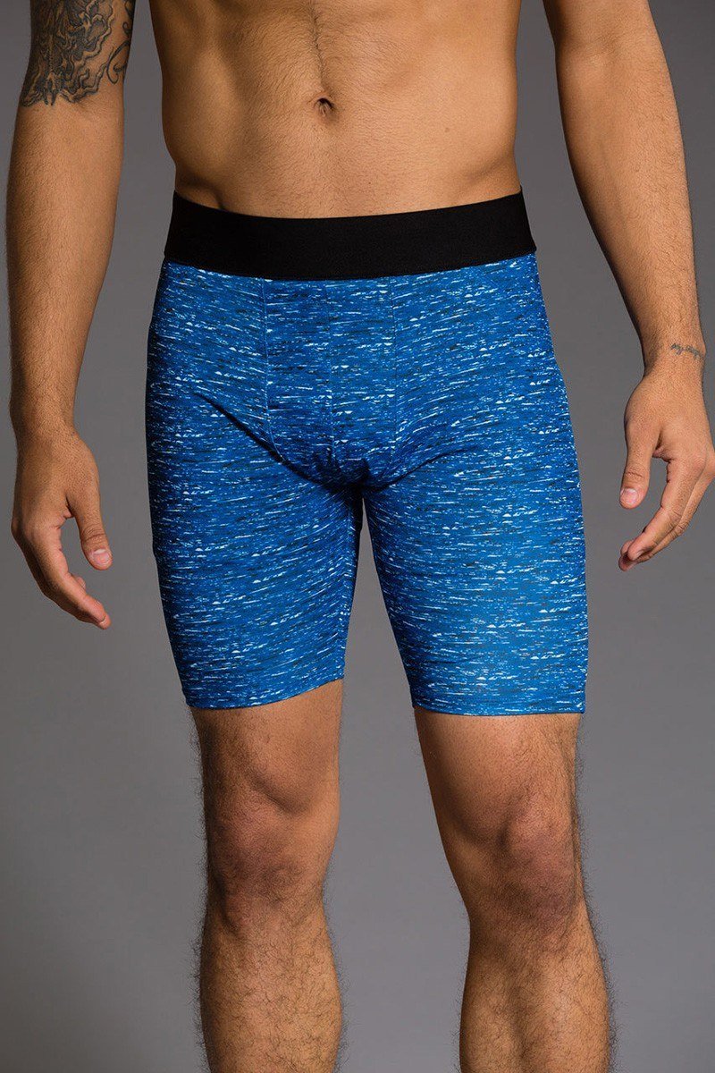 Onzie Hot Yoga Mens Fitted Shorts 508 - Earthquake - front view