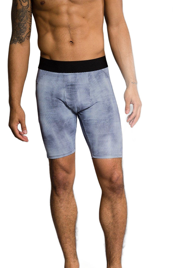 Onzie Hot Yoga Mens Fitted Shorts 508 - Mens Honeycomb - front view