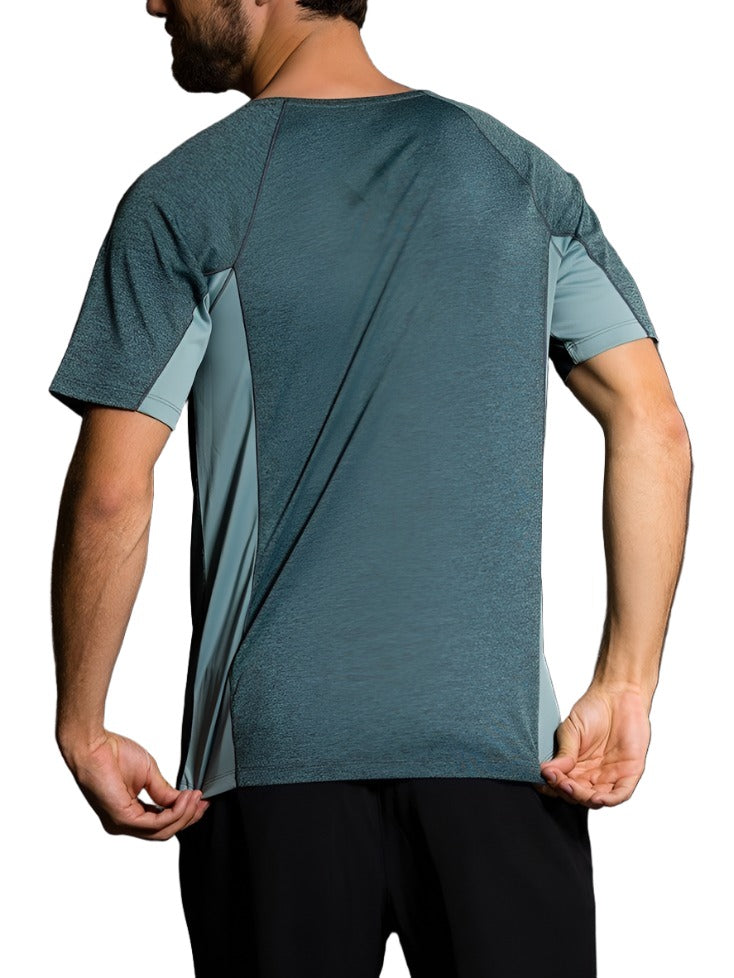 Onzie Hot Yoga Mens Raglan Short Sleeve top 701 - Moonstone - rear view