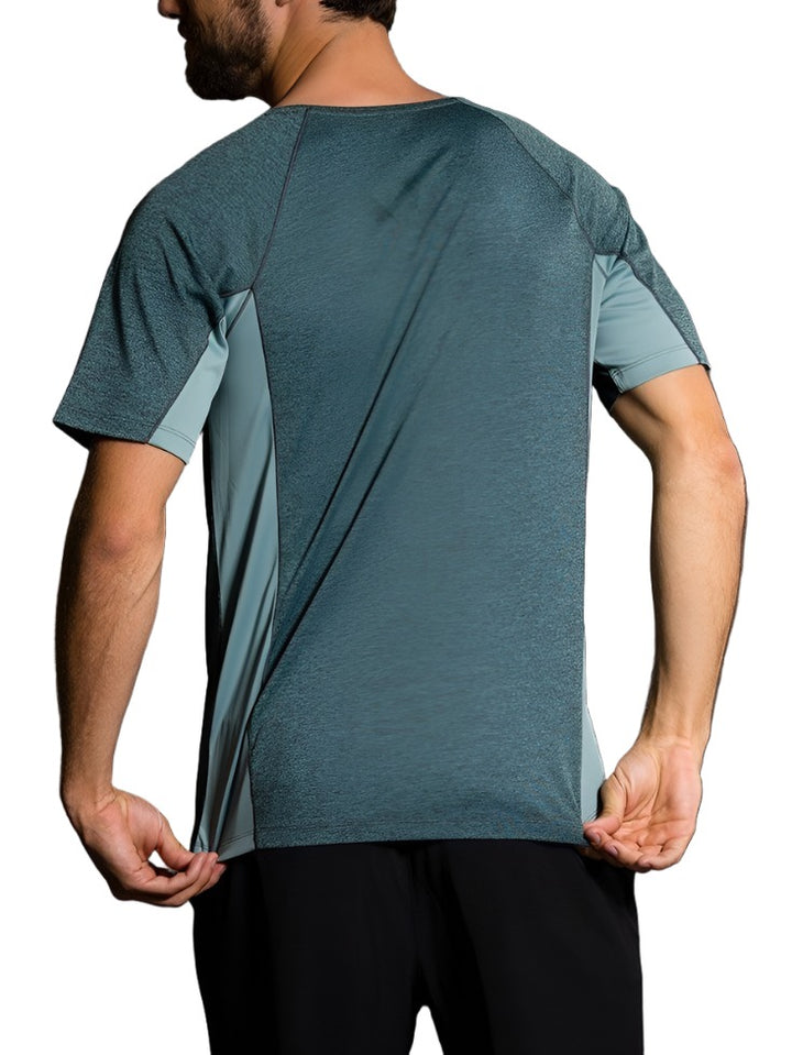 Onzie Hot Yoga Mens Raglan Short Sleeve top 701 - Moonstone - rear view
