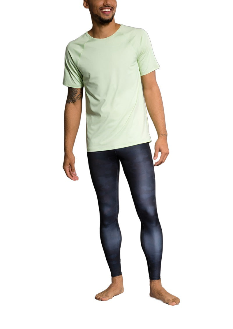 Onzie Hot Yoga Mens Raglan Short Sleeve top 701 - Margarita - front view