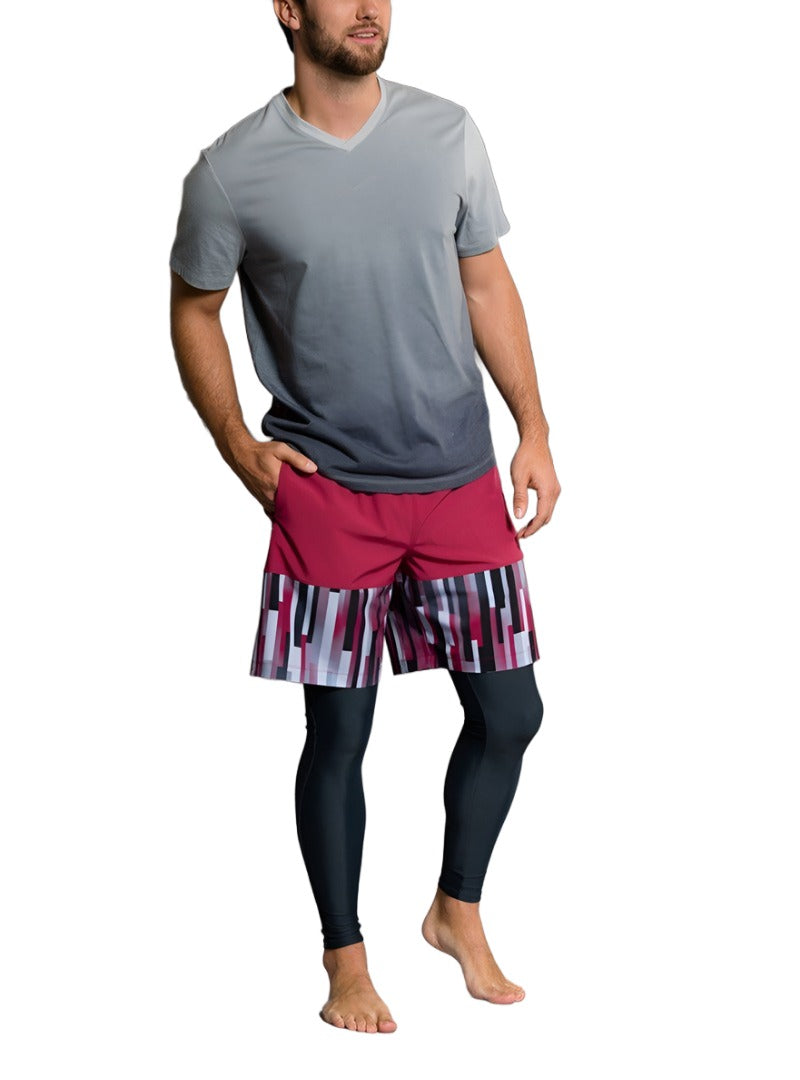 Onzie Yoga Mens Ombre V-Neck Tee Shirt 707 Black - front alt view