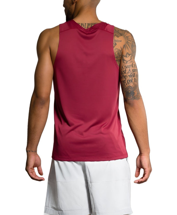 Onzie Hot Yoga Mens Muscle Tank 700 - Crimson - rear view