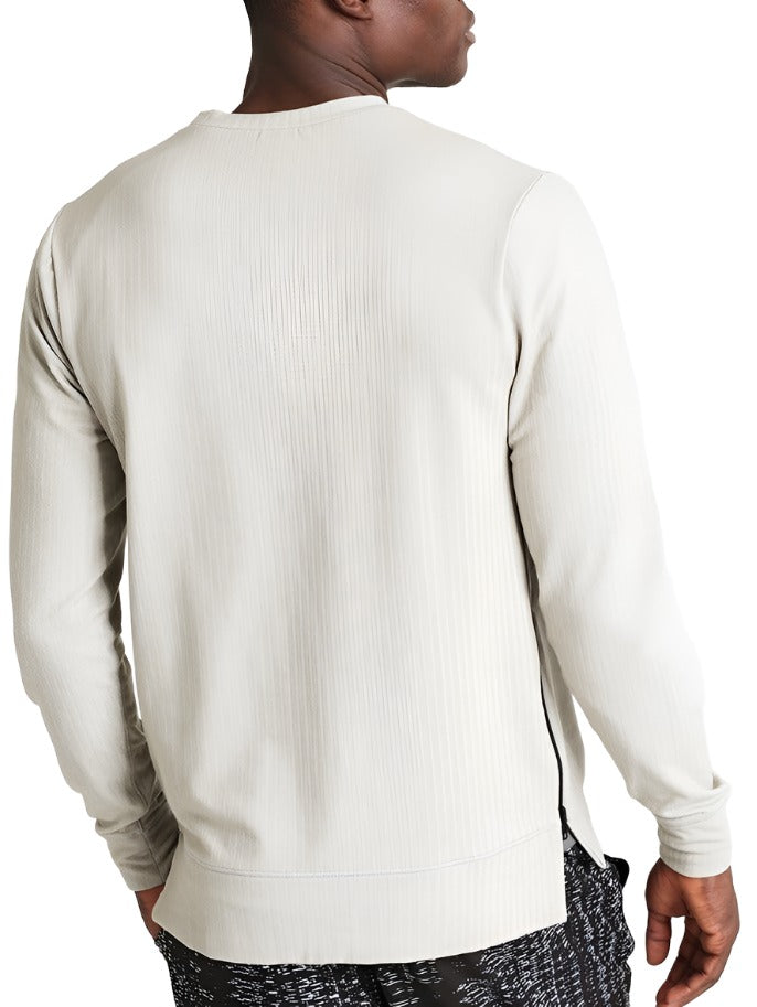 Final Sale Onzie Hot Yoga Mens Crew Neck Pullover Long Sleeve 703 Khaiki - Khaki - rear view 