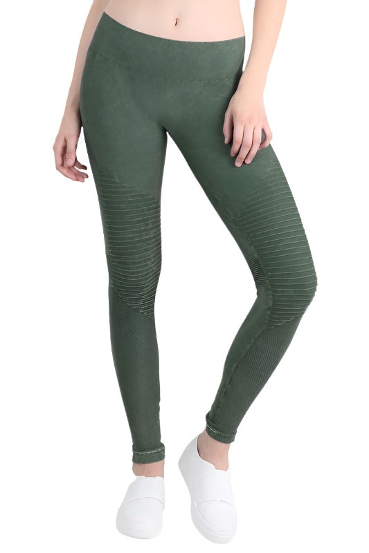 NikiBiki Vintage Moto Long Legging NB7129 - Vintage Pine - front view