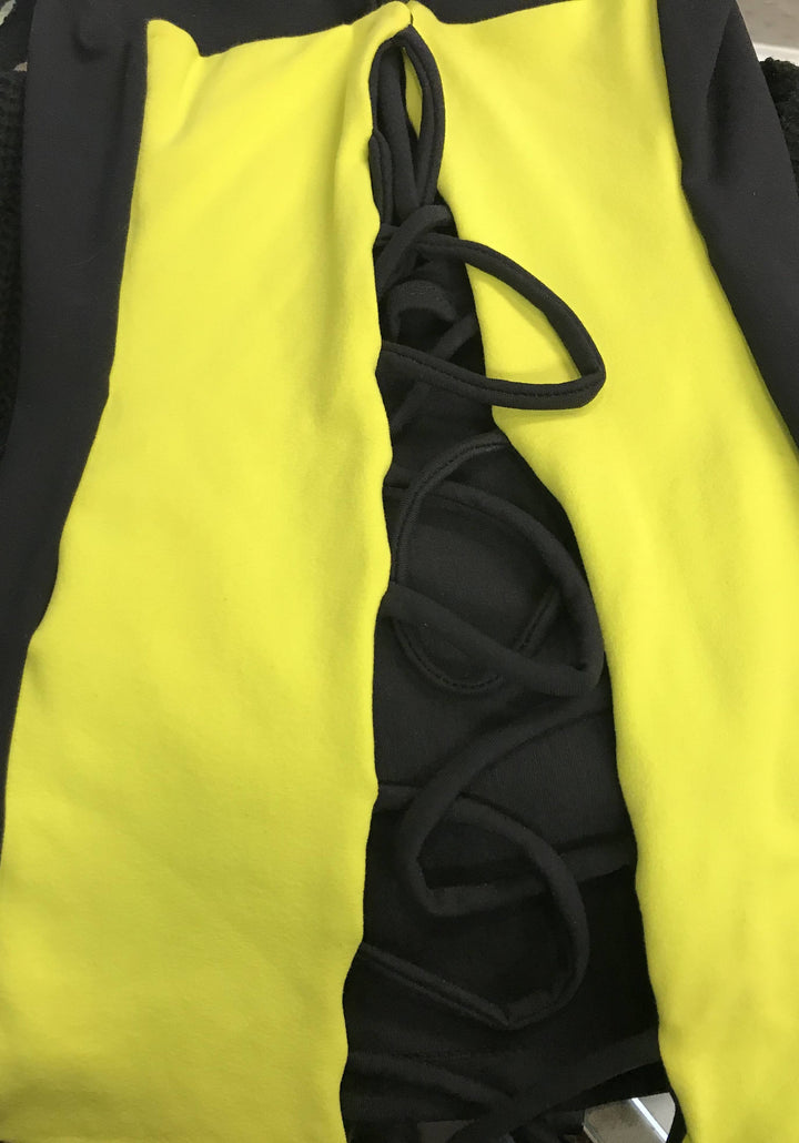 Equilibrium Activewear Link Long Top LT113 - Black/Equilibrium Lime  - rear view