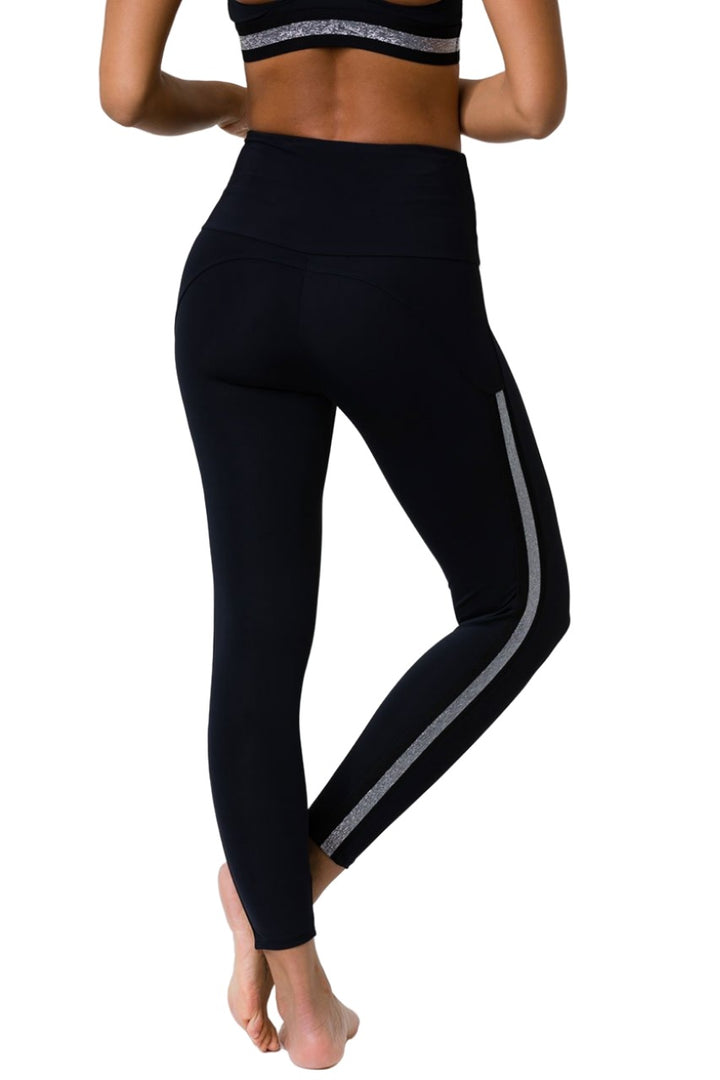 Onzie Side Runner Midi Legging 2061 - Black/Silver - rear view