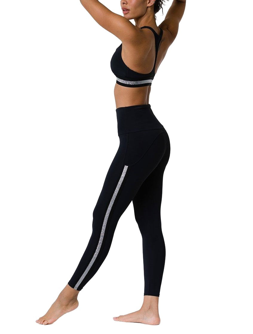 Onzie Side Runner Midi Legging 2061 - Black/Silver - side alt view