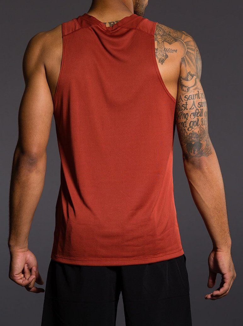 Onzie Hot Yoga Mens Muscle Tank 700 - Crimson - rear view