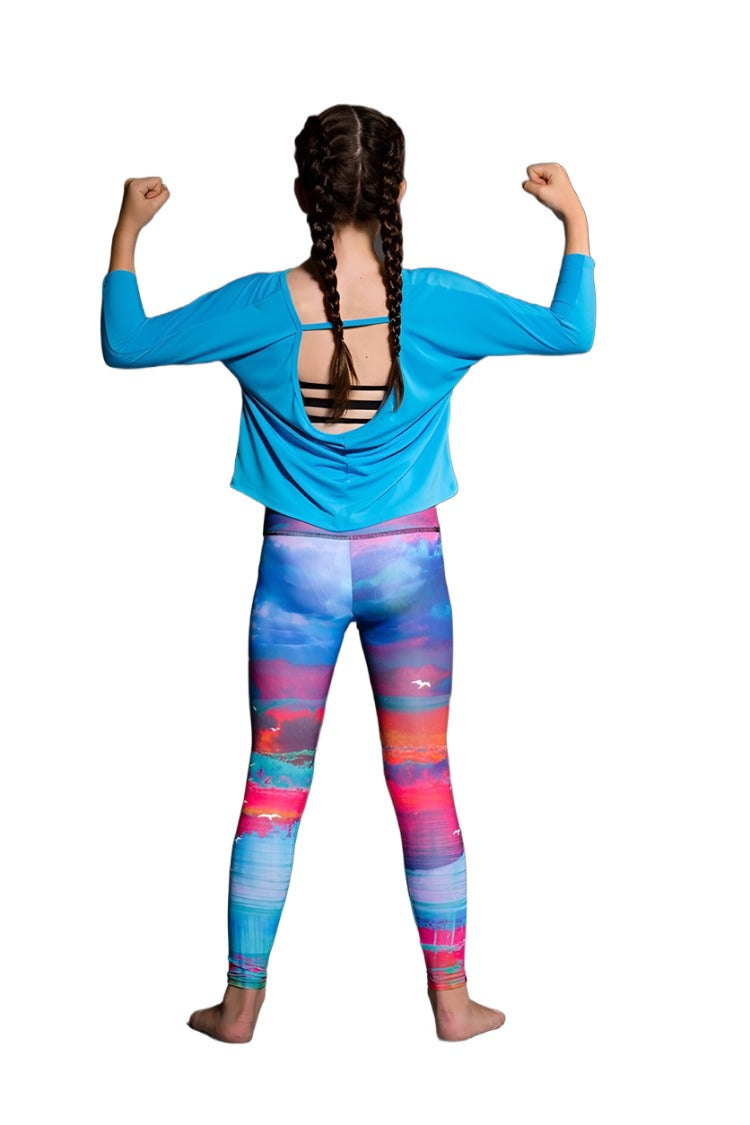 Onzie Youth Scoop Back Top 831 - Indian Blue - rear alt view