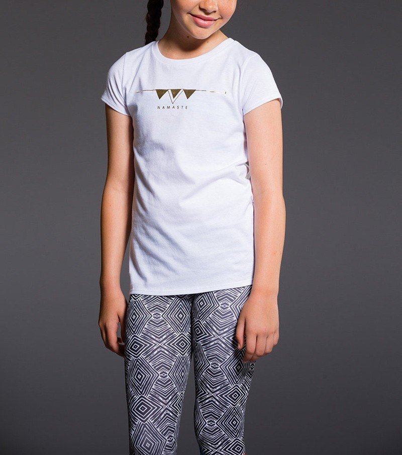 Onzie Youth Cap Sleeve Tee 892 - White - front view