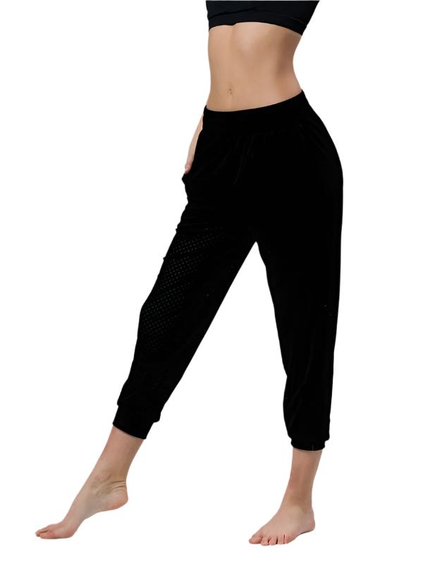 Onzie Velour Crop Pant 2071 Black - front alt view