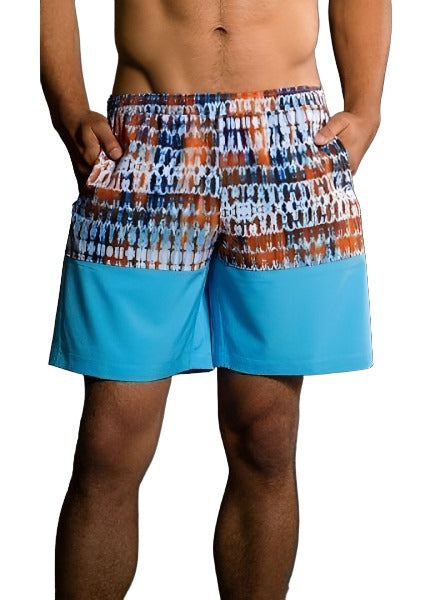 Onzie Hot Yoga Mens Board Shorts 503 - Shibori - front view