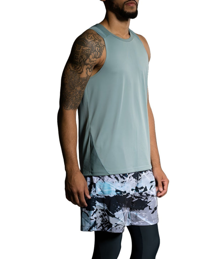 Onzie Hot Yoga Mens Muscle Tank 700 - Moonstone men - side view