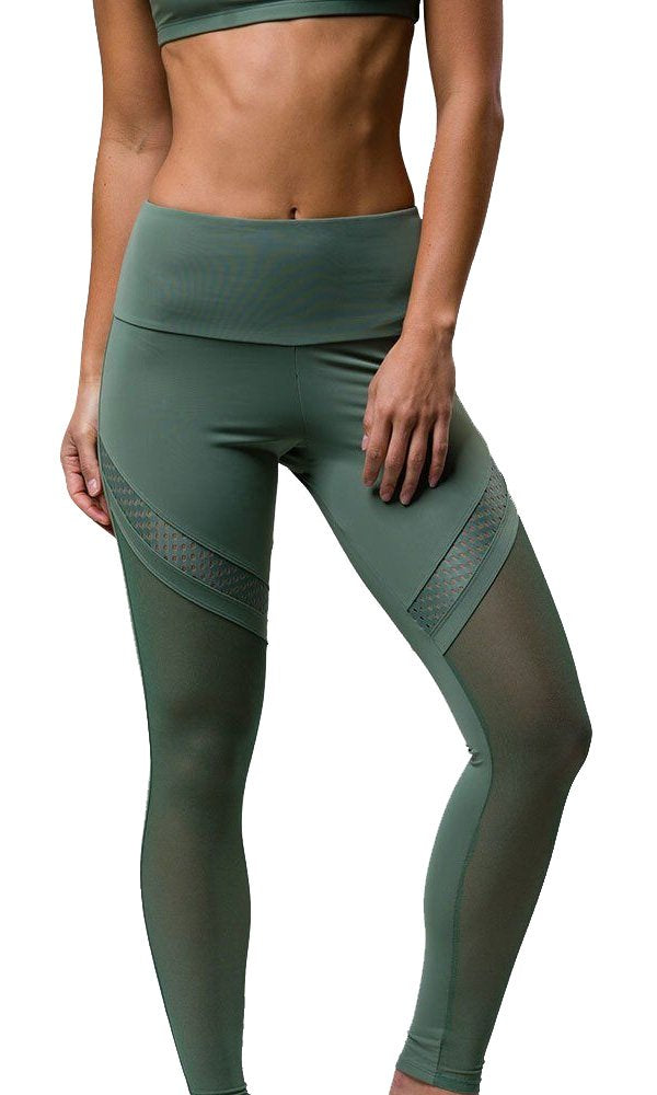 Final Sale Onzie Chrome Legging 2078 - Sage - front view