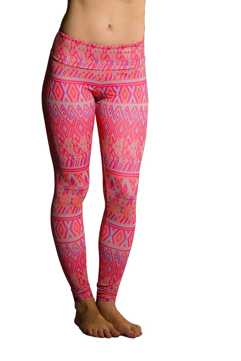 Onzie Hot Yoga Leggings 209 - Dusk Blocks - front view