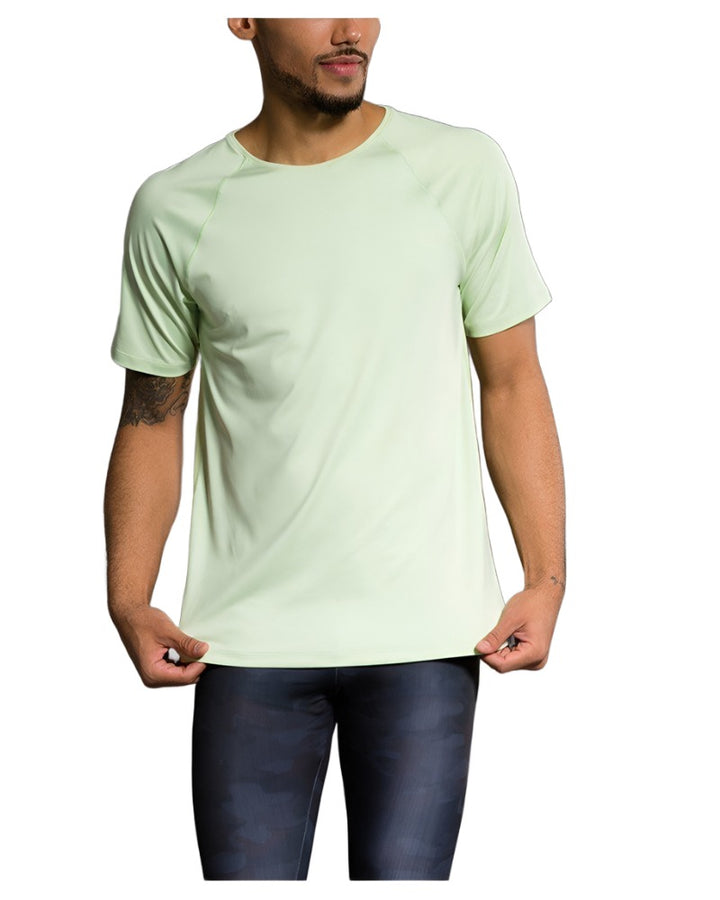 Onzie Hot Yoga Mens Raglan Short Sleeve top 701 - Margarita - front view